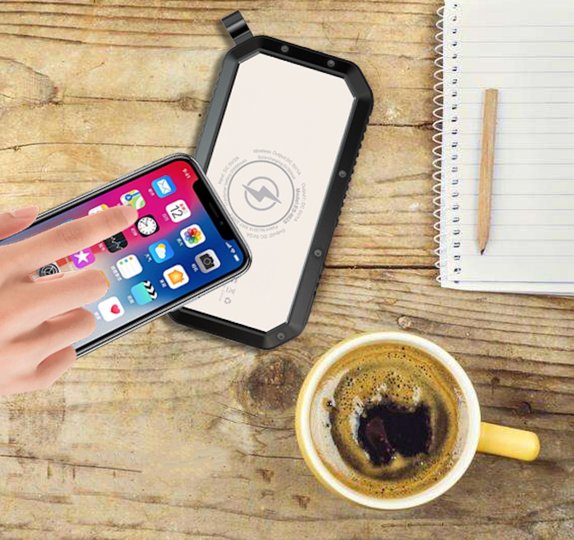 Wirelsess solar powerbank phone accessories torch - Choronex