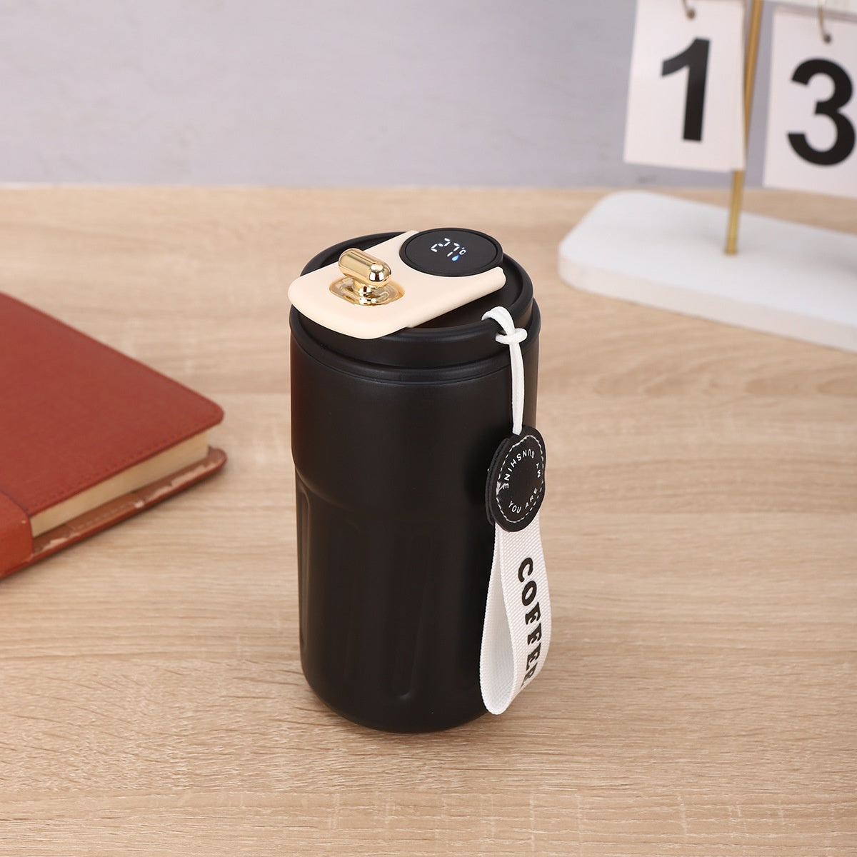 Smart Thermal Water Bottle - Portable 450ml Stainless Steel Insulated Coffee Mug for In-Car Use